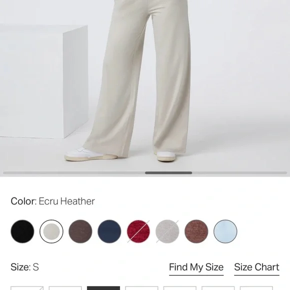 NWOT Vuori Halo Essential Wideleg Pant Ecru Heather Women’s Small - Picture 7 of 9